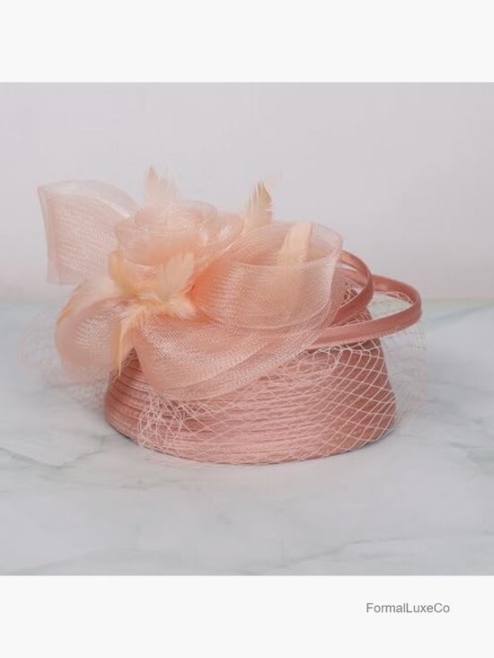 Vintage Feather Mesh Fascinator Hat Pillbox Style for Church Derby Weddings